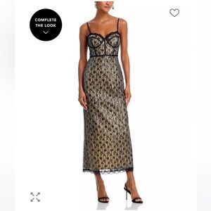 AQUA Lace Bustier Midi Dress